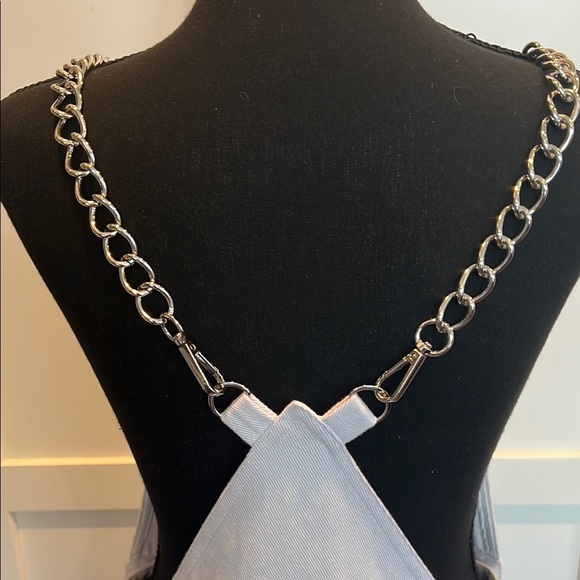 CARMAR White Denim Mini Dress with Silver Chain Straps S - Picture 7 of 7